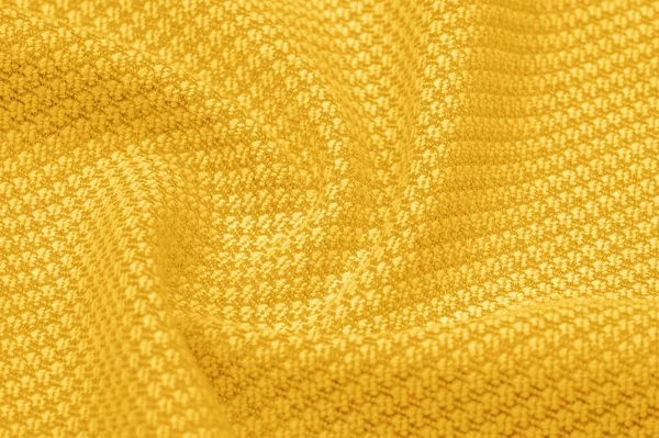 背景のテクスチャ パターン生地は ステッチ黄色の糸とウォームウール 私たちの黄色のウールのニットであなたの本当のストライプを表示します 明るく折衷的な色を持ち ボヘミアンな表情を醸し出す — ストック写真