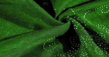 desen, arkaplan, desen, kartpostal, yeşil zümrüt ipeği, ışığı kırmak için yapıştırılmış cam taşlar.