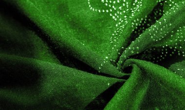 doku, arka plan, desen, kartpostal, yeşil zümrüt ipek yapıştırılmış cam taşlar ile ışık kırmak için, bu kumaş ciddi ve şık projeler için en uygun