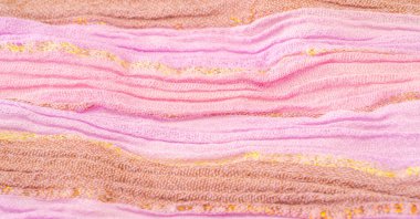 Kumaş desenli arka plan, süs, arkaplan, ipek kumaş, büyük pembe ve tarçın şeritleri, bir altın şeridi ile ayrılmış, bu kumaş tasarımınızı süsler, en iyisi olacaksınız.