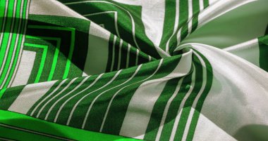 Doku, yeşil çizgili ipek kumaş. Bu kumaşın tasarımı beyaz tavşan stilinde bir yamalı mozaiğe adanmıştır. Bir peri masalının yeleğinin nasıl görüneceğini temsil eder..