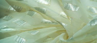 desen, arkaplan, desen, kartpostal, metal kare platinyumlu ipek kumaş, altın çizgili kenar, fildişi renkleri,