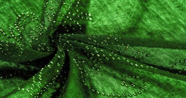 desen, arkaplan, desen, kartpostal, yeşil zümrüt ipeği, ışığı kırmak için yapıştırılmış cam taşlar.