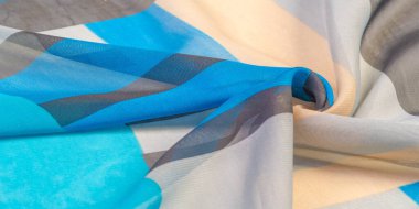 Doku, arka plan, ipek kumaş deseni, dikdörtgen eşkenar dörtgen, bohem baskı, tasarım ve proje aksan için dekoratif kumaş, çok renkli Grunge mavi masmavi bej gri