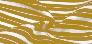 ipek çizgili kumaş. sarı beyaz çizgiler. Bu güzel, süper yumuşak, orta boy ipek karışımı tasarım projeleri için idealdir. Bu lüks bir duygu için sırtında fırçalanmış.