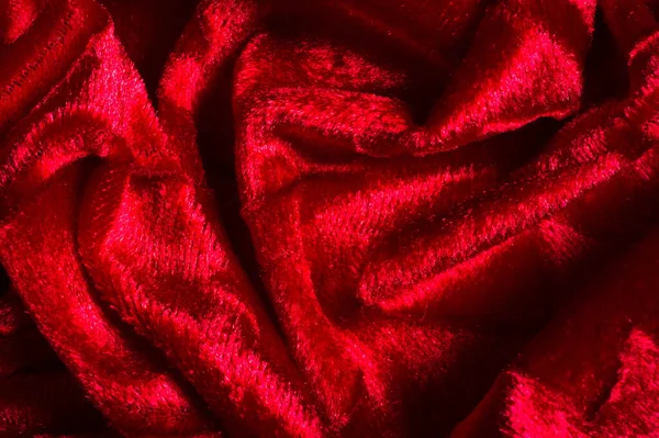 Veludo Tecido Cor Vermelha Este Tecido Veludo Elástico Lindo Tem — Fotografia de Stock