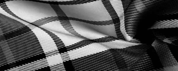 Textura Fondo Patrón Tela Cuadros Colores Blanco Negro Motivos Escoceses — Foto de Stock