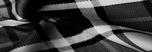 Textura Pozadí Vzor Kostkovaná Tkanina Černé Bílé Barvy Skotské Motivy — Stock fotografie