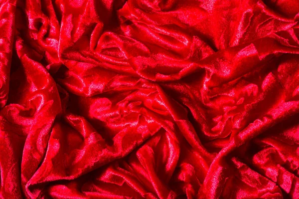 Velor Cloth Red Color Gorgeous Stretch Velvet Fabric Has Velvety — Stock Photo, Image