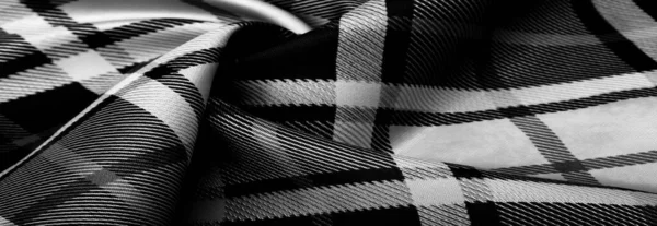 格子面料 黑白色泽 面料中的苏格兰图案 风笛声和威士忌香味构成的图案 — 图库照片