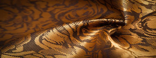 Kabartmalı Desen Kompozit Tekstil Sarı Ipek Kumaş Altın Rengi Çiçek — Stok fotoğraf