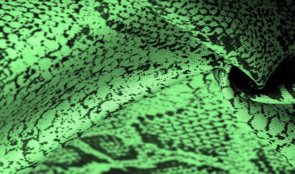 Textura Fundo Padrão Tecido Com Padrão Pele Cobra Verde Tecido — Fotografia de Stock