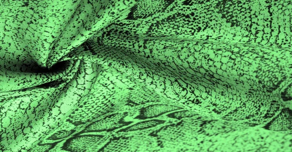 Tekstur Latar Belakang Pola Kain Dengan Pola Kulit Ular Hijau — Stok Foto