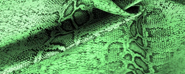 Текстура Фон Візерунок Тканина Зеленою Змієподібною Шкірою Африканська Тканина Дизайнерське — стокове фото