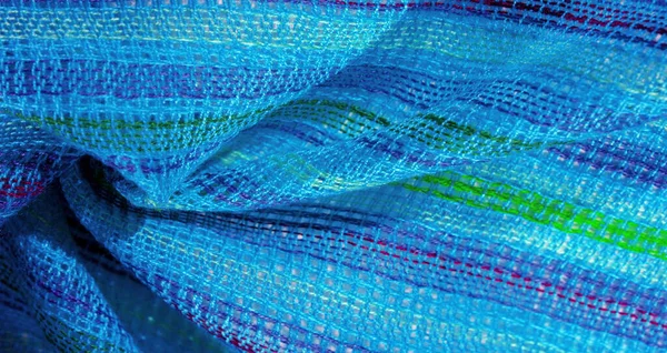 Textur Hintergrund Muster Postkarte Stoff Blau Türkis Gestreift Blau Grüne — Stockfoto
