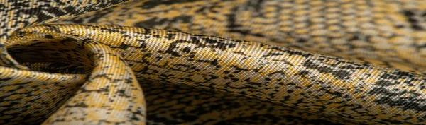 Textura Fundo Padrão Tecido Com Padrão Pele Cobra Amarela Tecido — Fotografia de Stock