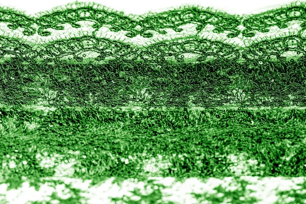 배경에 녹색의 레이스 이것은 무게의 미묘하고 레이스이며 디자인 오버레이 악센트에 — 스톡 사진