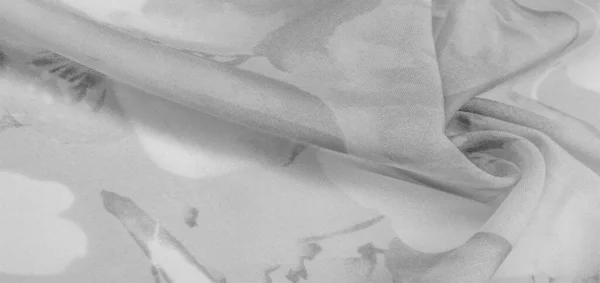 Textura Pozadí Bílé Hedvábí Šedou Květinovou Ozdobou Tkanina Žakárovou Vazbu — Stock fotografie