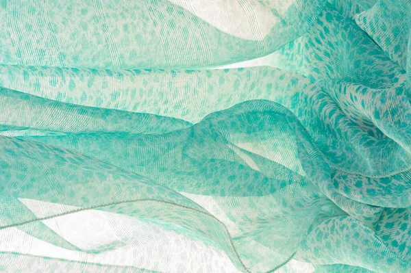 Trama Sfondo Motivo Tessuto Seta Bianca Verde Tessile Sue Proprietà — Foto Stock