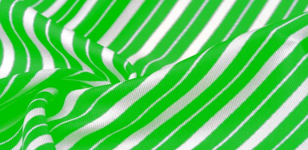 Selyem Csíkos Szövet Zöld Fehér Csíkokkal Gyönyörű Szuper Lágy Közepes — Stock Fotó