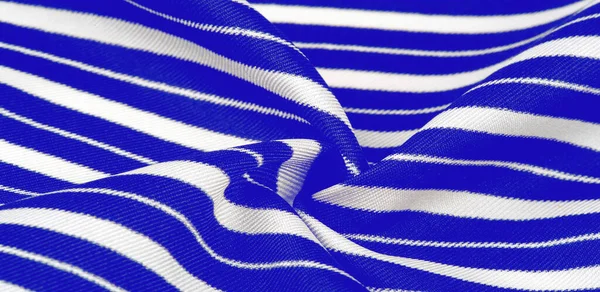 Seidengestreifter Stoff Blau Weiße Streifen Diese Wunderschöne Superweiche Mittelgroße Seidenmischung — Stockfoto