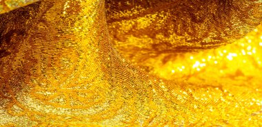 Doku arka planı, desen. Kumaş, sarı altın işlemeli kumaş. Organza brokar kumaş. Çoban, gevrek palmiyeli. Geniş iplik boyalı bir çiçek deseni var..