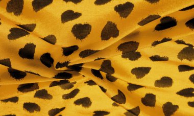 Doku, arkaplan, desen, kartpostal, ipek kumaş, siyah kalplerin dokusundan sarı iz, projeleriniz gözden kaçmayacak, bu kumaş size bu konuda yardımcı olacak.