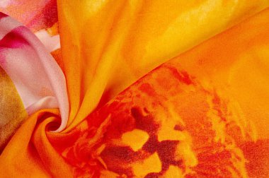 Doku, arkaplan, desen, kartpostal, ipek kumaş, sarı-kırmızı-kahverengi renkli kadın eşarbı. Muhteşem tasarım çekici arkaplan görüntülerine dayanır. En iyisi olacaksın.