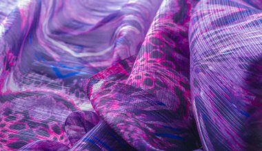 Doku, arka plan, desen. Soyut renkli çiçek deseni 100% saf ipek Krep de Chine ipek kumaş, mor pembe mavi beyaz tonları. Size ilham verecek bir şey arıyorsanız,