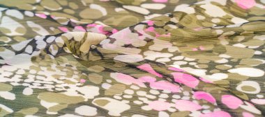 Desenli tasarım, ipek kumaş, kadın eşarbı, beyaz kırmızı-kahverengi soyut daireler, projeniz başarılı olacak, eğer bu kumaşı kaldırırsanız, silinmez etkiler bırakacak.