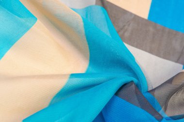 Doku, arka plan, ipek kumaş deseni, dikdörtgen eşkenar dörtgen, bohem baskı, tasarım ve proje aksan için dekoratif kumaş, çok renkli Grunge mavi masmavi bej gri