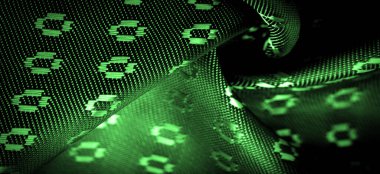 Arka plan dokusu, zümrüt yeşili kumaş rengi ince, güçlü, yumuşak, parlak lif kozaların üretiminde ipek böcekleri tarafından elde edilir ve iplik ve kumaş üretimi için birleştirilir..