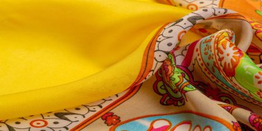 Doku, arkaplan, desenli ipek kumaş, Hint teması geleneksel şal desenli elementleri bohem desenli, dekoratif kumaş tasarım ve aksan projeleriniz için, çok renkli.