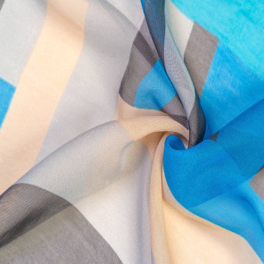 Doku, arka plan, ipek kumaş deseni, dikdörtgen eşkenar dörtgen, bohem baskı, tasarım ve proje aksan için dekoratif kumaş, çok renkli Grunge mavi masmavi bej gri