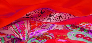 Doku, arkaplan, desenli ipek kumaş, Hint teması geleneksel şal desenli elementleri bohem desenli, dekoratif kumaş tasarım ve aksan projeleriniz için, çok renkli.