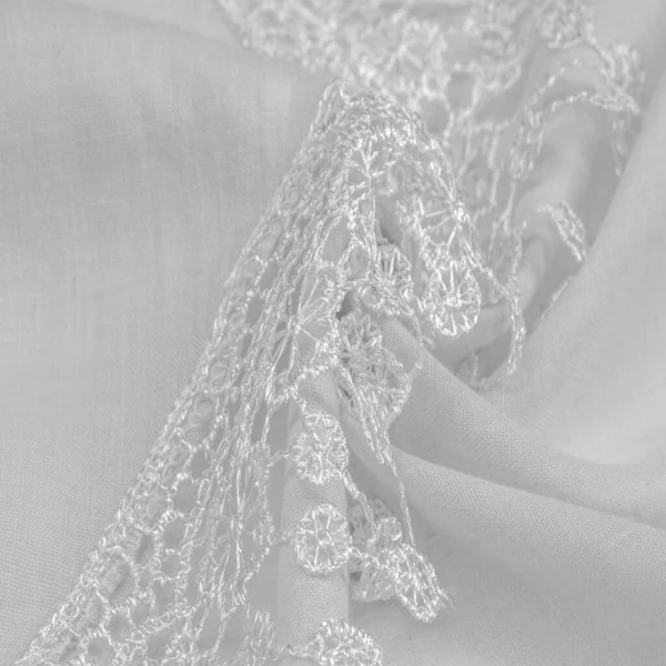 Texture Background Pattern Postcard Silk Fabric Female White Scarf Lace — Stock Photo, Image