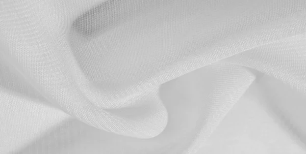 Textúra Háttérmintázat Fehér Selyem Anyagból Selyem Organza Gyengéd Nyitott Szövésű — Stock Fotó