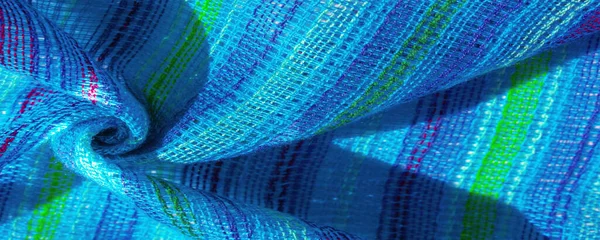 텍스처 청록색 줄무늬파란 탄성의 뜨개질 — 스톡 사진