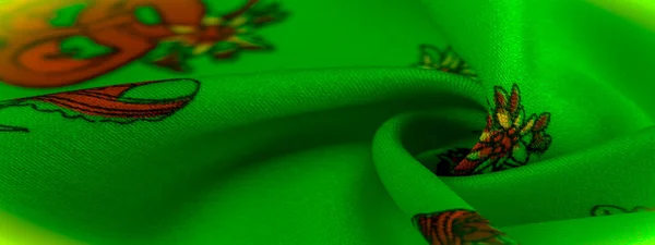 Textura Fundo Padrão Seda Verde Com Impressão Sapato Forma Vaso — Fotografia de Stock