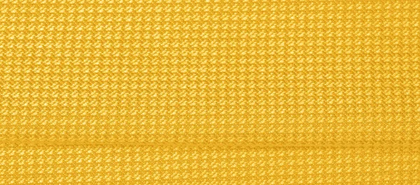 Textura Fondo Patrón Tejido Lana Tibia Con Hilo Amarillo Cosido —  Fotos de Stock
