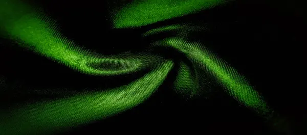 Faktura Tło Wzór Zielony Jedwabny Materiał Panoramiczne Zdjęcie Jedwabny Książęcy — Zdjęcie stockowe