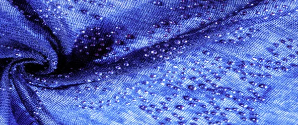 Textura Fundo Padrão Cartão Postal Seda Azul Com Pedras Vidro — Fotografia de Stock