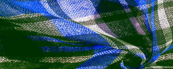 Textura Fundo Padrão Tecido Xadrez Escocês Azul Verde Cores Brancas — Fotografia de Stock