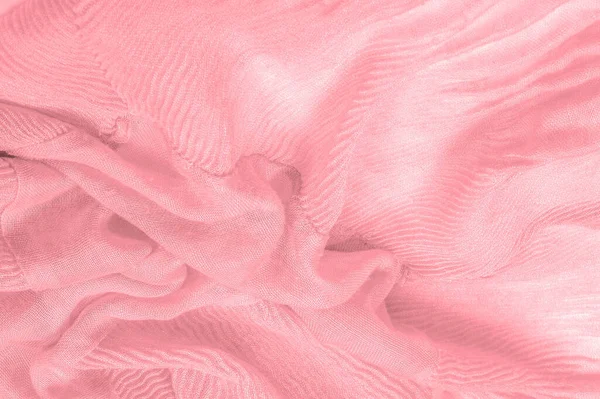 Textura Fundo Padrão Seda Rosa Ondulado Esmagado Tecido Para Seus — Fotografia de Stock