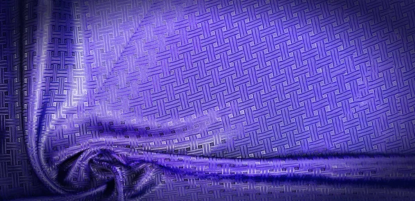 Фоновая Текстура Узор Синяя Шелковая Ткань Небольшим Клетчатым Узором Единственное — стоковое фото