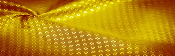 Konsystencja Tła Ozdoba Dekoracyjna Żółty Złoty Jedwabny Materiał Małymi Nadrukami — Zdjęcie stockowe