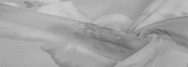 Текстура Фон Білий Шовк Сірим Квітковим Орнаментом Тканина Має Жакардове — стокове фото