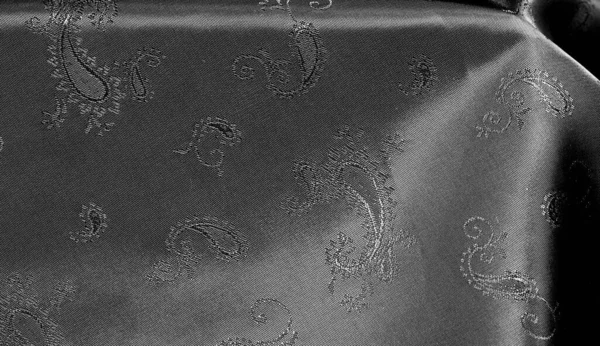 Texture Tissu Mousseline Soie Noire Avec Imprimé Paisley Fabuleux Tissu — Photo