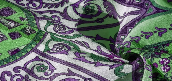 Текстура Фона Шелковая Ткань Умеренные Успокаивающие Цвета Королевский Узор Монограммы — стоковое фото