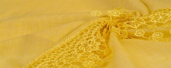 Textura Fundo Padrão Cartão Postal Tecido Seda Cachecol Amarelo Fêmea — Fotografia de Stock